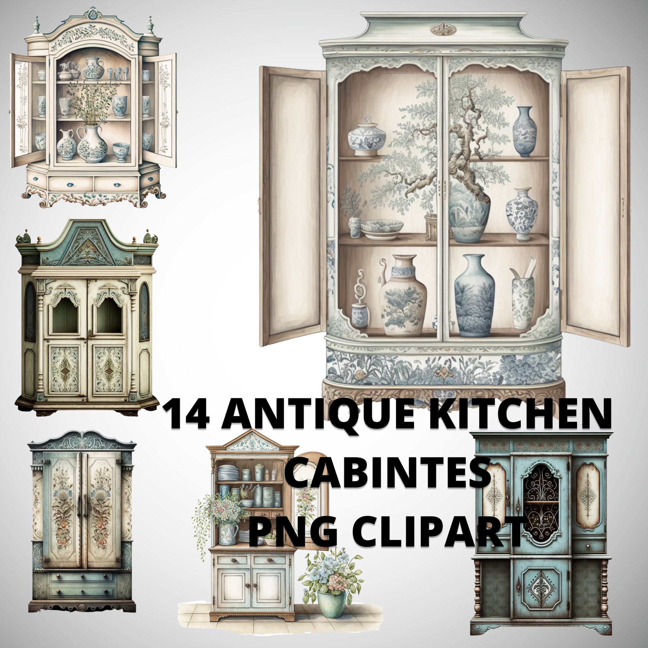 Watercolour antique kitchen for sale  