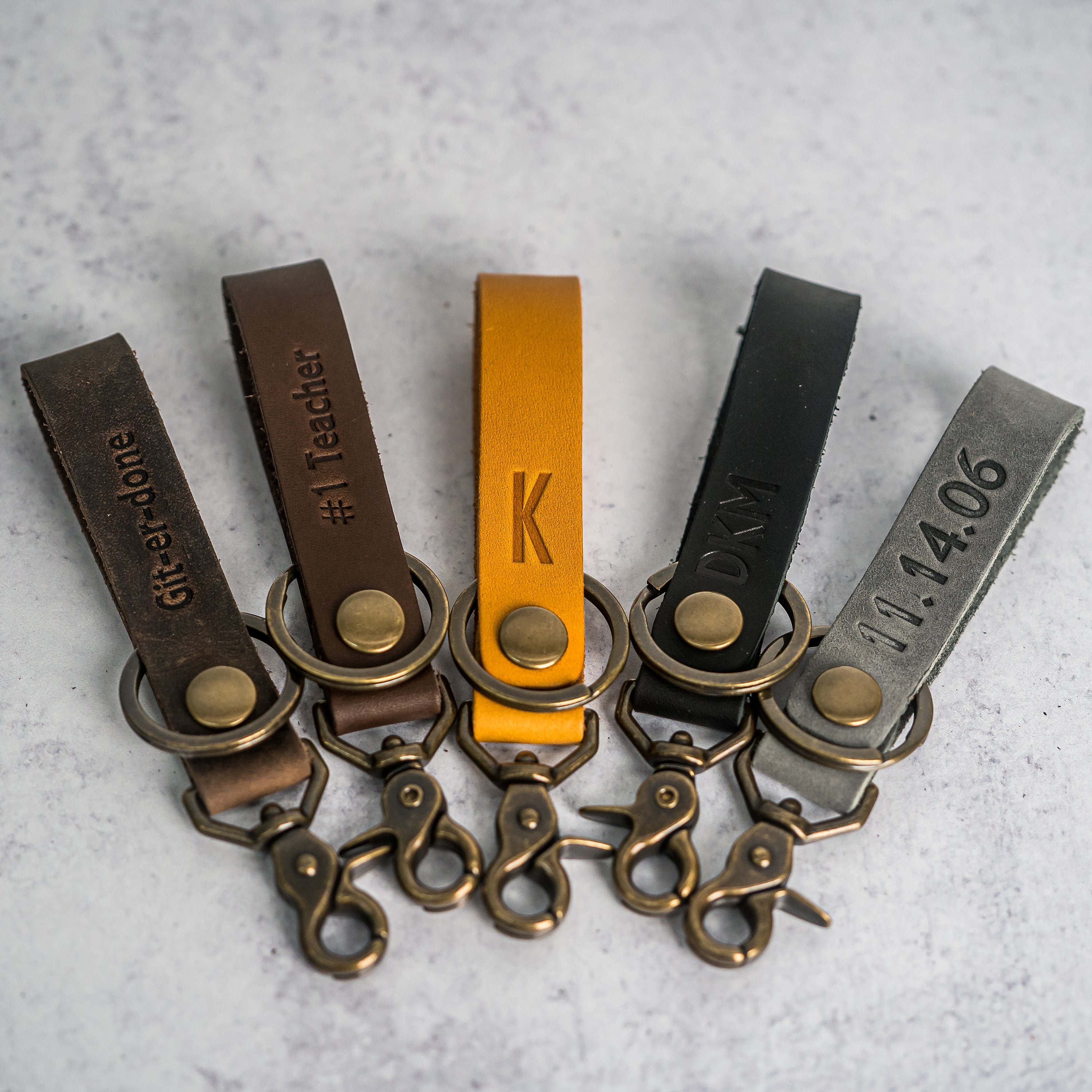 Personalized leather keychain for sale  