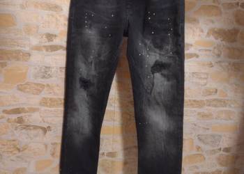 (36/S) Zara/ Czarne dżinsy z dziurami, jeansy z Madrytu na sprzedaż  Kraków