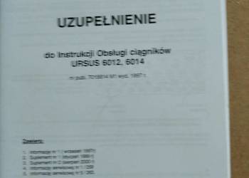 Ursus 6012,6014 uzupełnienie instrukcji obsługi na sprzedaż  Lublin