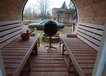 Sauna beczka, sauna ogrodowa, ruska bania 3 metry z piecem, używany na sprzedaż  Płock
