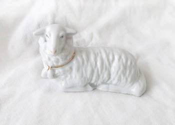 retro porcelanowa owieczka, vintage figurka z porcelany, retro porcelana na sprzedaż  Gdańsk