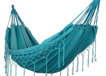Dwuosobowy hamak ogrodowy bujak huśtawka leżak 200x150cm boho zielony, używany na sprzedaż  Poznań