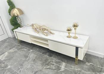 Biała komoda szafka rtv duża złota Glamour nowoczesna marmur na sprzedaż  Nowy Sącz