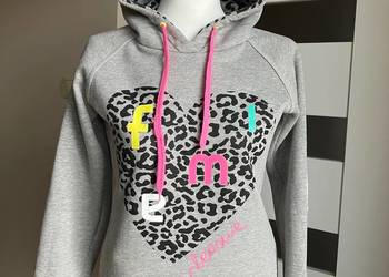 Używany, Szara bluza serce panterka Femi Pleasure bawełna XS snowboard na sprzedaż  Nisko