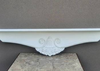 Stara półka 141cm rzeźbienia biała przecierana shabby chic D055 na sprzedaż  Tczew
