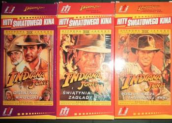 Używany, Indiana Jones 3 kasety VHS, Harrison Ford, wysyłka,jak nowe na sprzedaż  Rzeszów