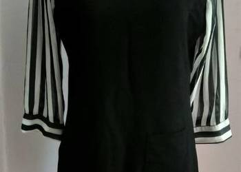 Czarna sukienka z koszulowymi rękawami w paski Zentex XL emo, używany na sprzedaż  Krosno