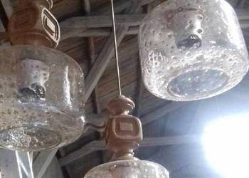 Retro lampa wiszaca zwisy ...Trzy ramiona zwisow, używany na sprzedaż  Lubań