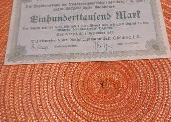 banknot niemiecki 100 000 marek z 1923r, używany na sprzedaż  Łomża
