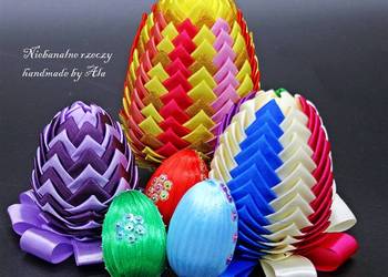 Jajka ze wstążki pisanki ozdoba Wielkanoc prezent na sprzedaż  Kutno
