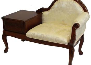 Stylowy drewniany fotel ludwikowski ławka z szufladą 74494, używany na sprzedaż  Limanowa