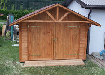 Garaż nr 1 drewniany 3x4,5 dwuspadowy garaże PRODUCENT, używany na sprzedaż  Parzymiechy