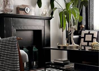 Używany, Kominek drewno atrapa portal obudowa loft glam Konsola Modern/Black na sprzedaż  Warszawa