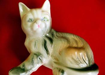 Kot - piękny kot siedzący - porcelana - 10 x 10 x 6 cm na sprzedaż  Siedlce