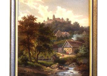 Julius SCHONROCK (1835 - 1878) obraz &quot;Zamek na wzgórzu&quot; olej na sprzedaż  Poznań