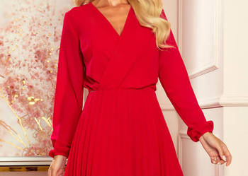 Jokastyl Czerwona plisowana szyfonowa sukienka S M L XL XXL na sprzedaż  Mykanów