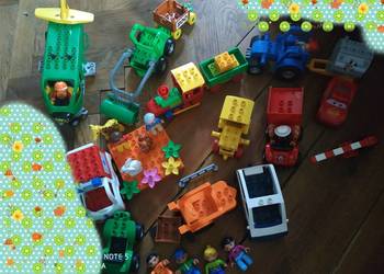 Używany, LEGO Duplo zestaw pociąg, koparka, traktor, zygzak, farma, na sprzedaż  Józefów