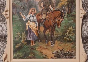 Panicz i dziewczyna -Obraz kopia Kossaka 48,5x65,5 H. Lange, używany na sprzedaż  Poznań