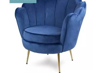 Niebieski fotel z weluru Glamour Darmowa dostawa na sprzedaż  Katowice