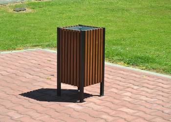 Używany, Kosz miejski parkowy na śmieci drewniany stalowy W139 na sprzedaż  Grodzisk
