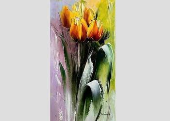 Kowalik- Tulipany 20x40cm obraz olejny kwiaty bukiet na sprzedaż  Warszawa