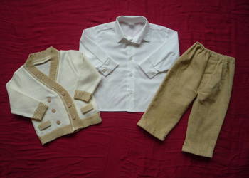 Komplet roz 74 Sweterek Kremowy Spodnie Biała Koszula J Nowe na sprzedaż  Szczecin