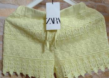 (36/S) Zara/ Żółte  szorty koronkowe , spodenki plażowe na sprzedaż  Kraków