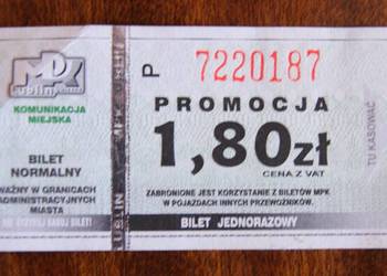 MPK Lublin - bilet jednorazowy normalny na sprzedaż  Parczew