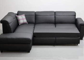 THI DESIGN NAROŻNIK rogówka kanapa eko skóra czarna sofa salon poczekalniA, używany na sprzedaż  Poznań