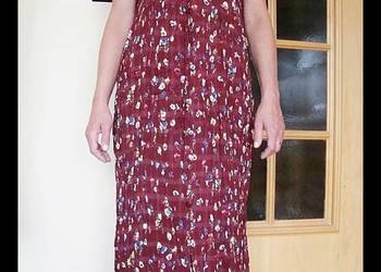 Bordowa MAXI sukienka indyjska, żorżetowa na Lato r.XL, używany na sprzedaż  Konin
