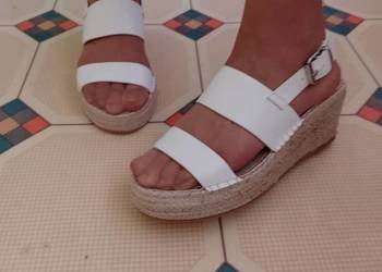 (40) ASOS/ Białe sandałki sandały na koturnie z Londynu, NOWE na sprzedaż  Kraków