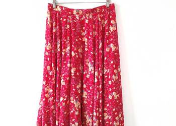 Używany, Czerwona spódnica w kwiaty Midi Vintage na sprzedaż  Jasło