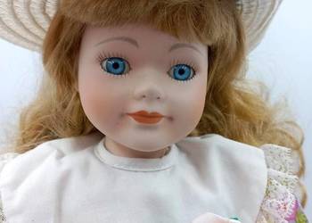 Przepiękna kolekcjonerska lalka porcelanowa w kapeluszu na sprzedaż  Inowrocław