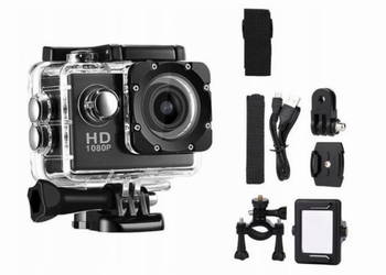 Qiktech Kamera Sportowa Wodoodporna Full Hd Typu Gopro 1080P 2&quot; Czarna + A… na sprzedaż  Płońsko
