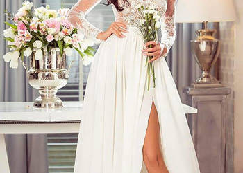 Suknia ślubna ecru cappuccino rękawy 36 S, 38 M, 40 L na sprzedaż  Jelenia Góra