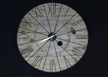 Zegar 70 cm Stylowe drewno z metalową ramą LOFT-STYLE, używany na sprzedaż  Malbork