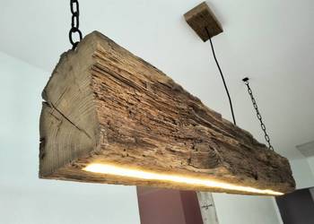 Drewniana wisząca lampa Led, dębowa stara,belka w stylu retr na sprzedaż  Bytów