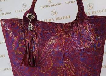 Używany, Torebka shopper ornament 6 kolorów Laura Biaggi Italy na sprzedaż  Białystok