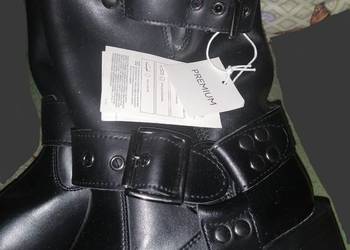 RESERVED PREMIUM skórzane buty kozaki botki bikery SKÓRA NATURALNA nowe na sprzedaż  Leszno