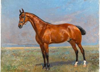 Używany, Tadeusz Ajdukiewicz (1852–1916) obraz Brązowy koń 1899 r na sprzedaż  Poznań