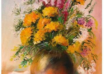 Używany, Kwiaty polne obraz olejny  30-40cm dostępny na sprzedaż  Błonie