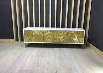 Szafka RTV designerski sideboard 150 cm biała połysk złota na sprzedaż  Warszawa