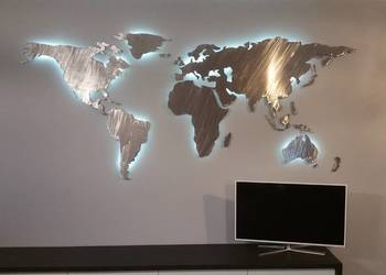 Mapa swiata Podświetlana LED Stalowa 3D naklejka Wielka, używany na sprzedaż  Warszawa