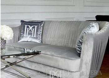 Elegancka sofa plisowana nowojorska w kolorze szarym, nowocz na sprzedaż  Biała Podlaska
