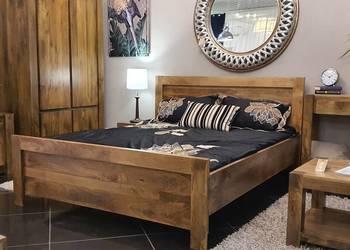 Używany, Proste drewniane rustykalne łóżko indyjskie z mango 140x200 na sprzedaż  Lublin