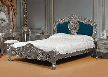 Nowe łóżko srebrne tapicer. 180x200 cm barok rokoko 78289t na sprzedaż  Września