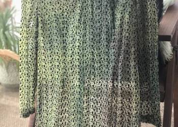 Sukienka neonowa vintage zielona z długim rękawem z haftem S, używany na sprzedaż  Warszawa