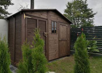 Domek narzędziowy + zadaszenie na kosze, domek ogrodowy, używany na sprzedaż  Kalety