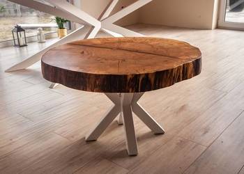 Okrągły stolik do salonu z plastra drewna., używany na sprzedaż  Poznań
